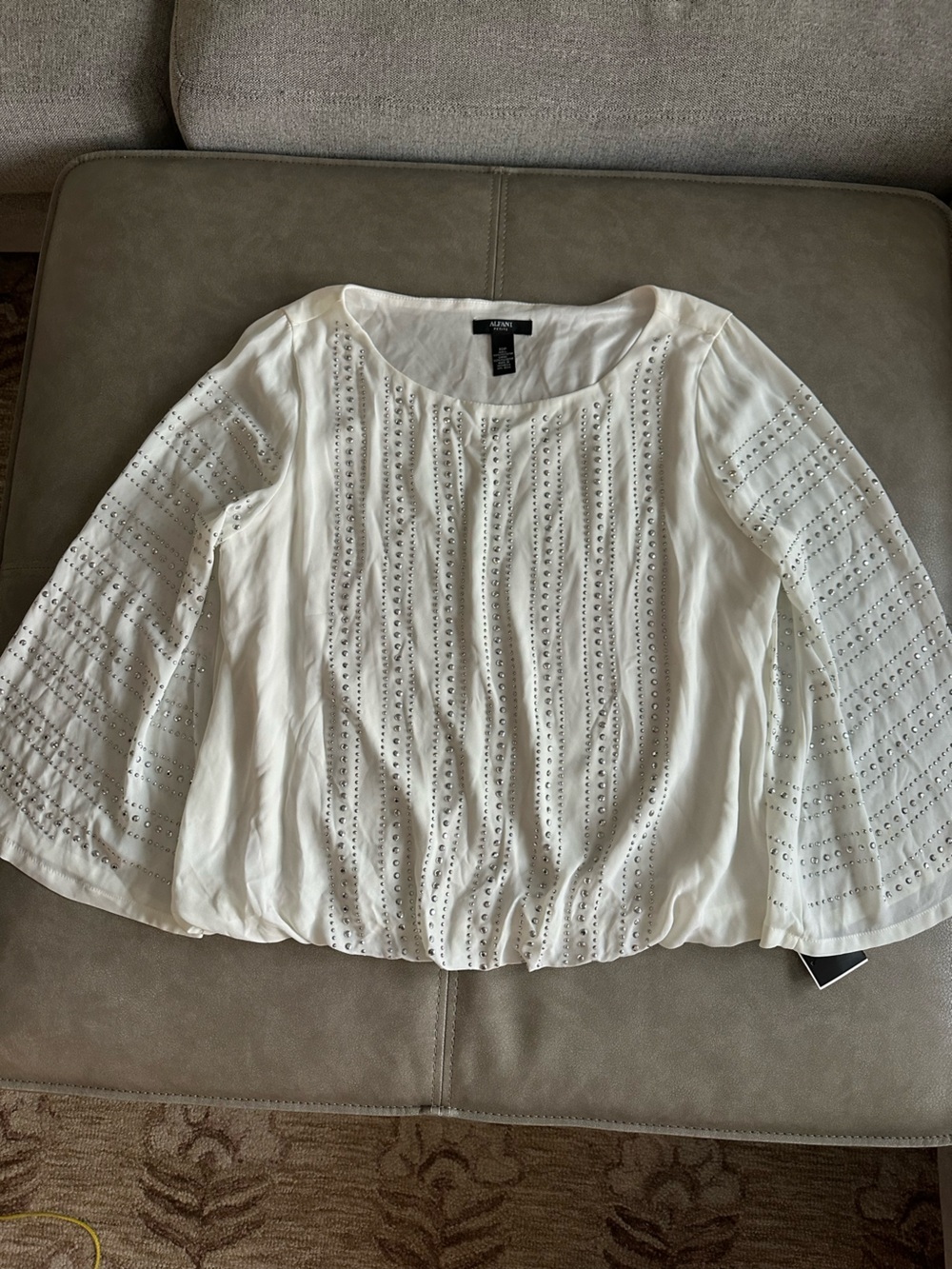 Alfani White Embellished Blouse